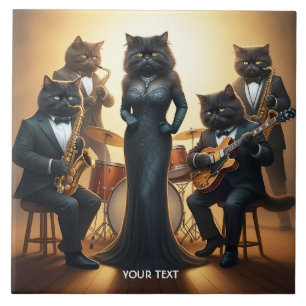 Azulejo De Cerâmica Banda Fantasy Cute Cats Jazz