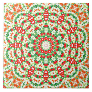 Azulejo De Cerâmica Bandana Shawl, Moça Verde Laranja Brilhante