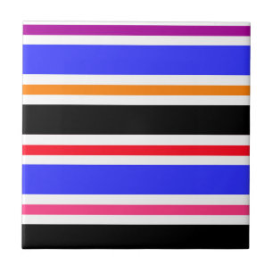 Azulejo De Cerâmica Bandas de cores azuis pretas e multicoloridas