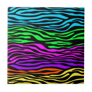 Azulejo De Cerâmica Bandas de Zebra abstrato Coloridas