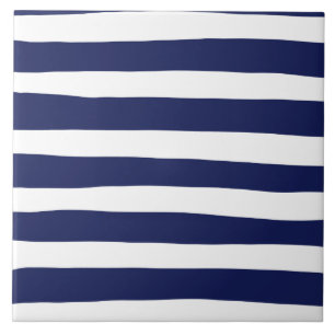 Azulejo De Cerâmica Bandas irregulares - Azul e branco