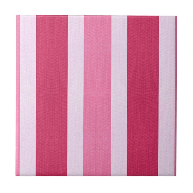 Azulejo De Cerâmica Bandas vermelhas, brancas e cor-de-rosa (Frente)