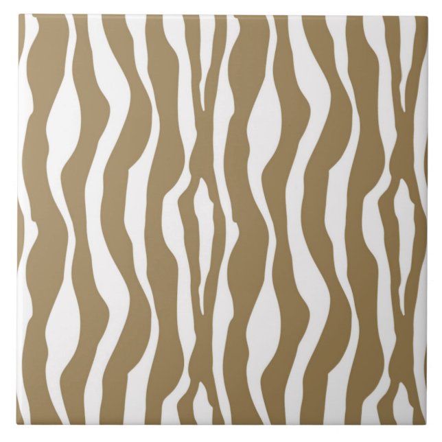 Azulejo De Cerâmica Bandas-zebra - Taupe Tan e White (Frente)