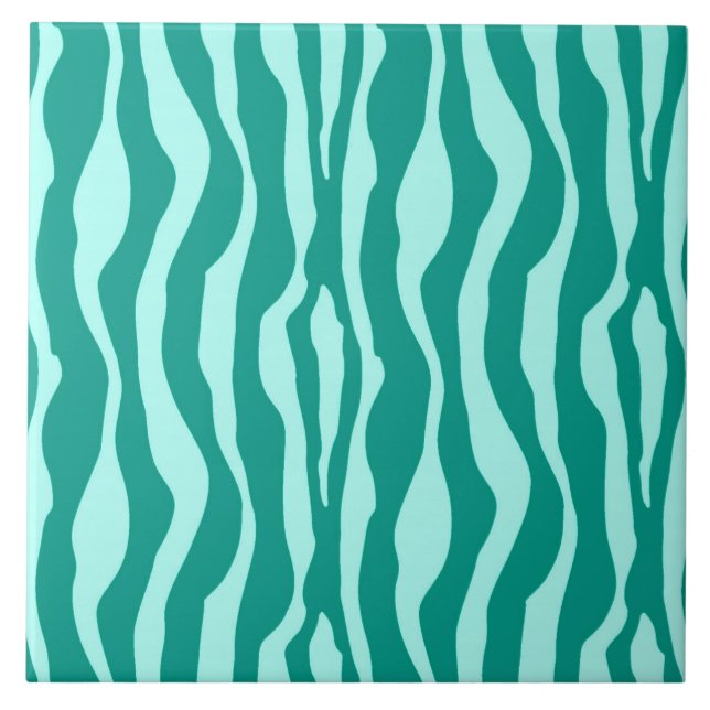 Azulejo De Cerâmica Bandas-zebra - Turquesa e Aqua (Frente)