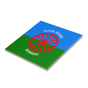Azulejo De Cerâmica Bandeira aciganada personalizada dos viajantes do