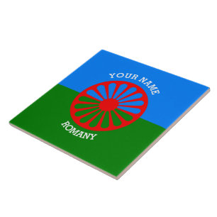 Azulejo De Cerâmica Bandeira aciganada personalizada dos viajantes do