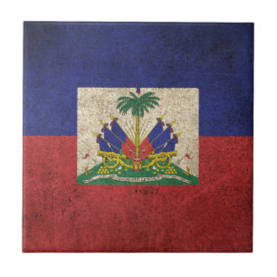 Azulejo De Cerâmica Bandeira afligida vintage de Haiti