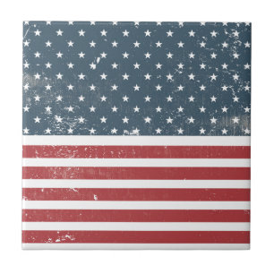 Azulejo De Cerâmica bandeira americana angustiada
