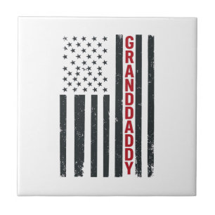 Azulejo De Cerâmica Bandeira Americana Avô Design Patriótico Vintage_