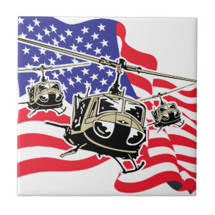 Azulejo De Cerâmica Bandeira Americana com Helicópteros
