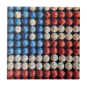Azulejo De Cerâmica Bandeira Americana do Baseball