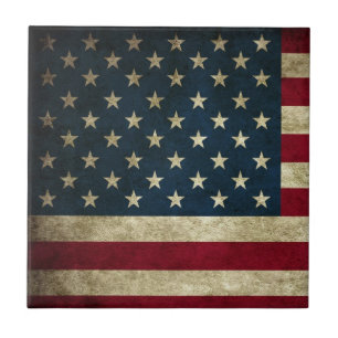 Azulejo De Cerâmica Bandeira americana dos EUA do Grunge patriótico do