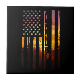 Azulejo De Cerâmica Bandeira Americana Peixe Pescador Pescador Engraça