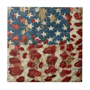 Azulejo De Cerâmica Bandeira Americana Rústica com Estampa de Leopardo