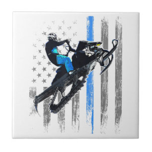 Azulejo De Cerâmica Bandeira Americana Snowmobile Shirt Men Snowmobile
