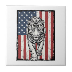 Azulejo De Cerâmica Bandeira Americana Vintage Gravada Patriótica do T