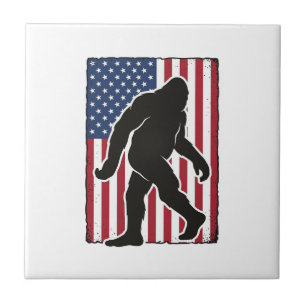Azulejo De Cerâmica Bandeira Americana Vintage Silhueta de Pé Grande V