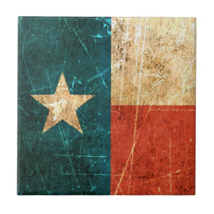 Azulejo De Cerâmica Bandeira arrastada e vestida de Texas