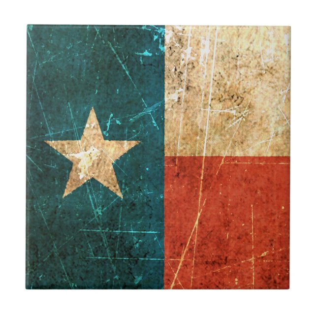 Azulejo De Cerâmica Bandeira arrastada e vestida de Texas (Frente)