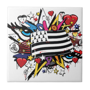 Azulejo De Cerâmica Bandeira Bretanha Breizh graffiti Bretão graff