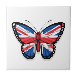 Azulejo De Cerâmica Bandeira britânica da borboleta