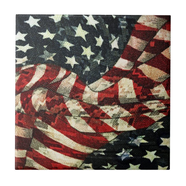 Azulejo De Cerâmica Bandeira-Camuflagem americana por Shirley Taylor (Frente)