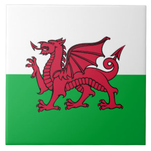 Azulejo De Cerâmica Bandeira Celta do Dragão Vermelho do País de Gales