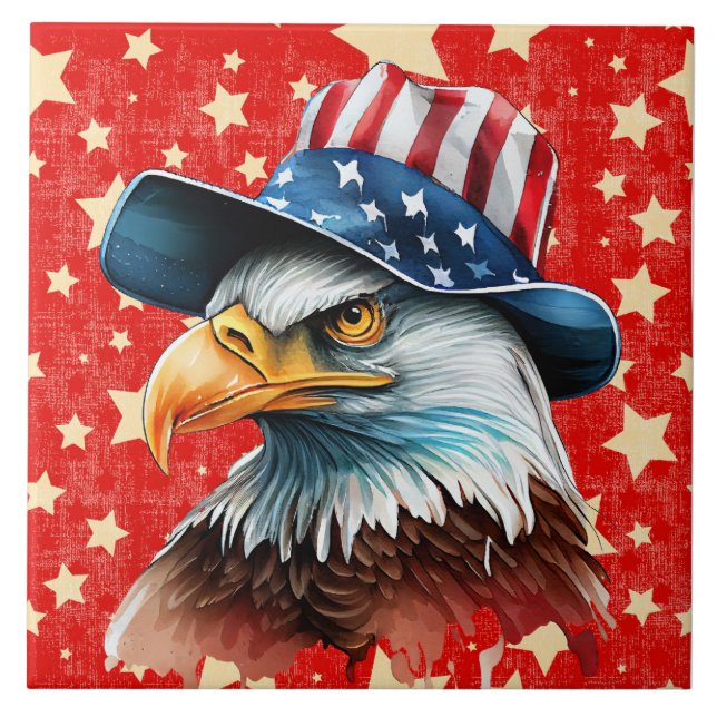 Azulejo De Cerâmica Bandeira da Águia Americana (Frente)