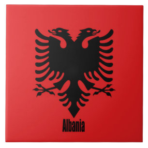 Azulejo De Cerâmica Bandeira da Albânia, rotulada