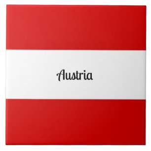 Azulejo De Cerâmica Bandeira da Áustria, rotulada