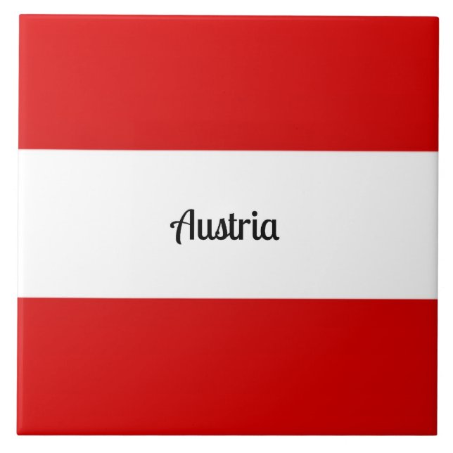 Azulejo De Cerâmica Bandeira da Áustria, rotulada (Frente)