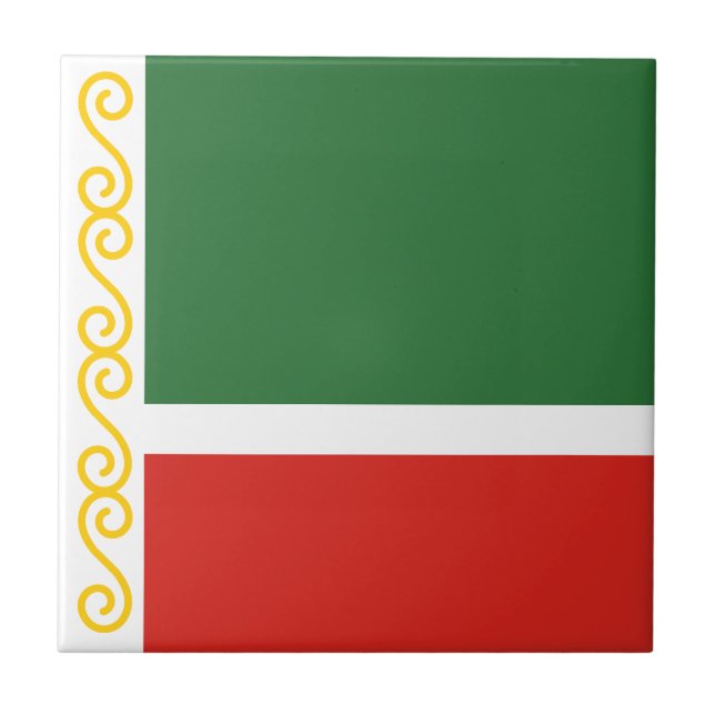 Azulejo De Cerâmica Bandeira da Chechênia (Frente)