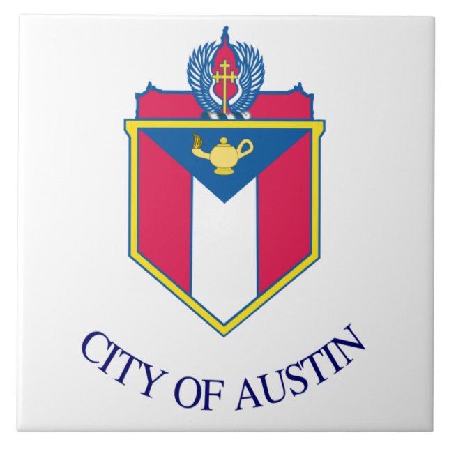 Azulejo De Cerâmica Bandeira da cidade de Austin (Frente)