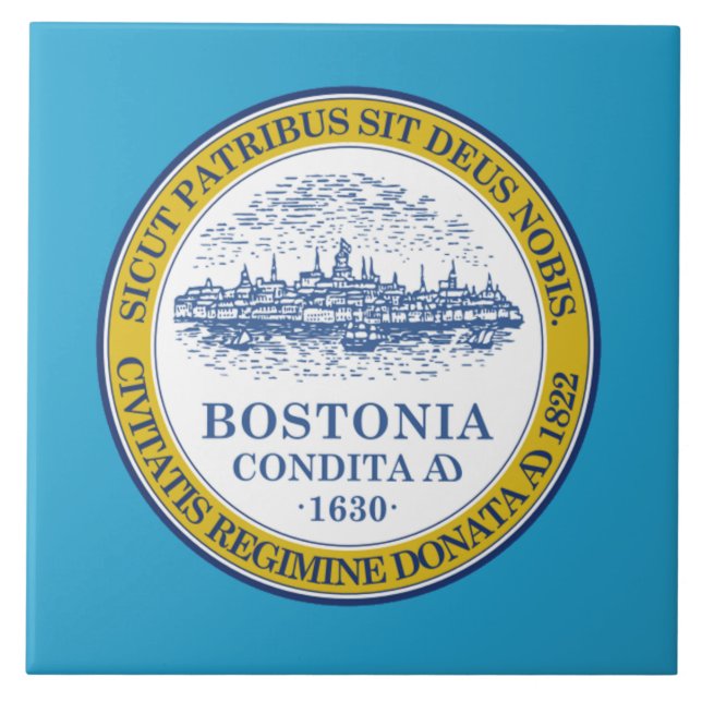 Azulejo De Cerâmica Bandeira da cidade de Boston (Frente)