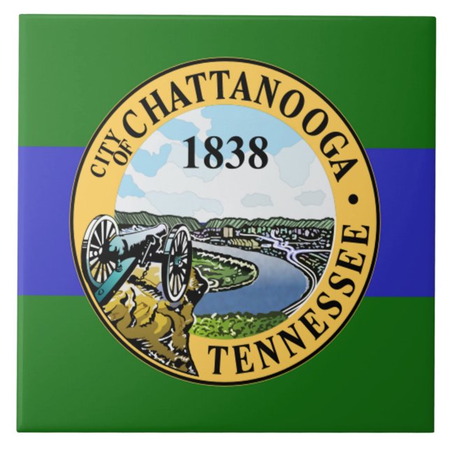 Azulejo De Cerâmica Bandeira da cidade de Chattanooga (Frente)
