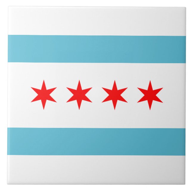 Azulejo De Cerâmica Bandeira da cidade de Chicago (Frente)