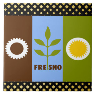 Azulejo De Cerâmica Bandeira da cidade de Fresno
