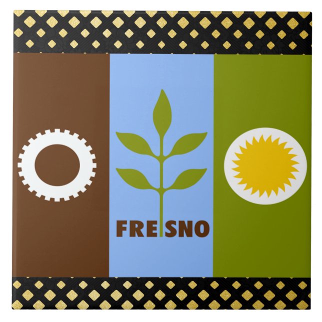 Azulejo De Cerâmica Bandeira da cidade de Fresno (Frente)