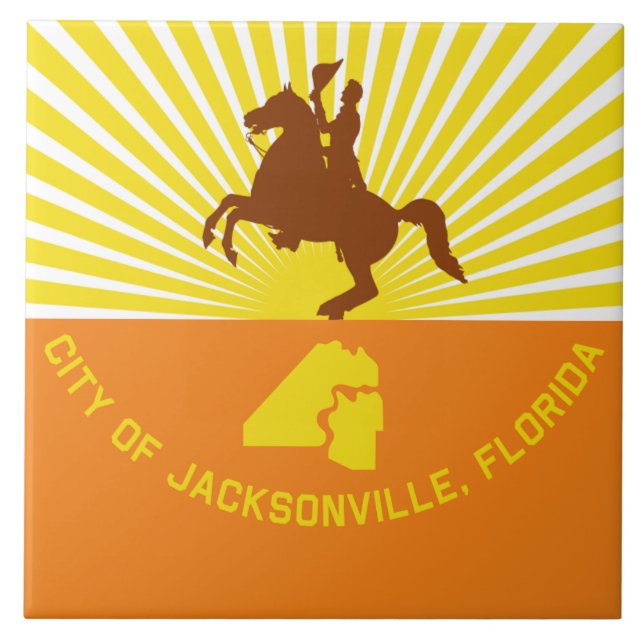 Azulejo De Cerâmica Bandeira da cidade de Jacksonville (Frente)