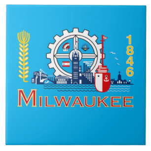 Azulejo De Cerâmica Bandeira da cidade de Milwaukee