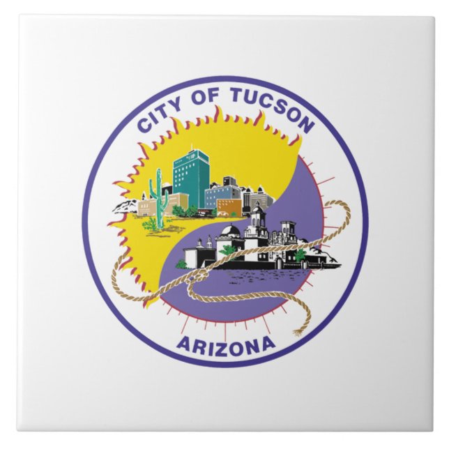 Azulejo De Cerâmica Bandeira da cidade de Tucson (Frente)