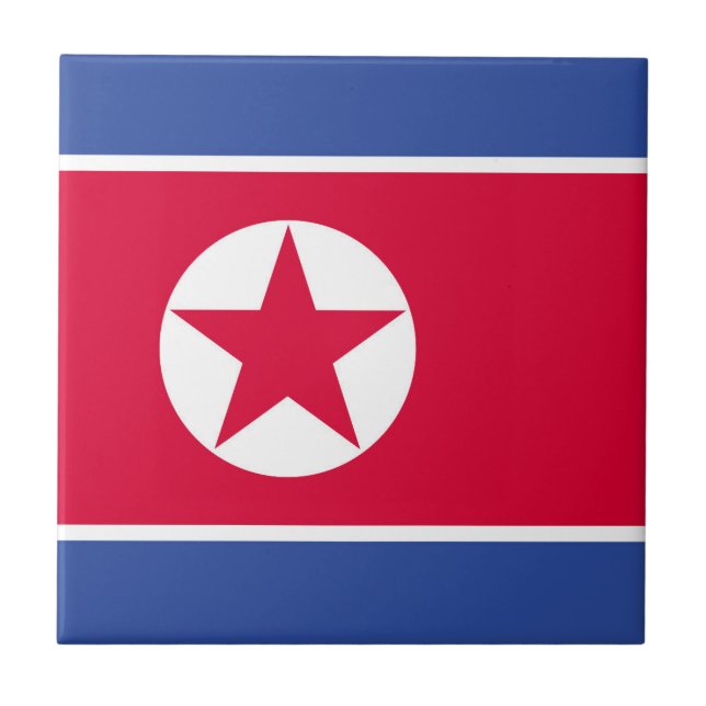 Azulejo De Cerâmica Bandeira da Coreia do Norte (Frente)