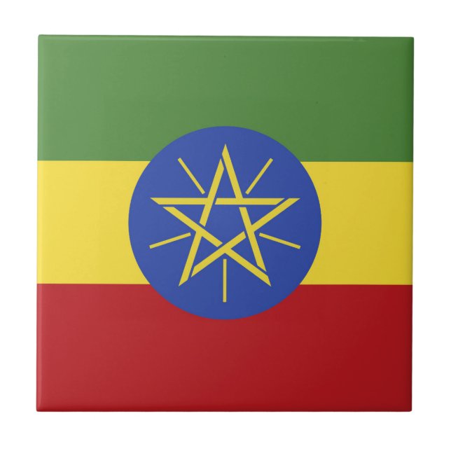 Azulejo De Cerâmica Bandeira da Etiópia (Frente)