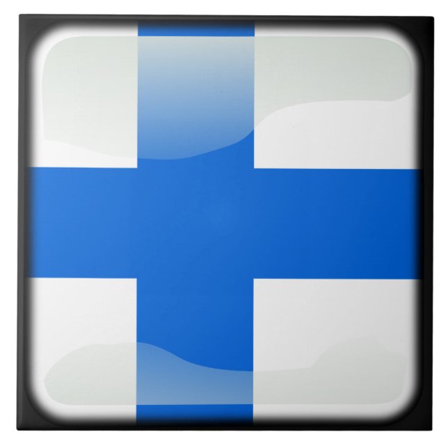 Azulejo De Cerâmica Bandeira da Finlândia (Frente)