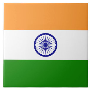 Azulejo De Cerâmica Bandeira da Índia (Índia) (País do Sul da Ásia) (B