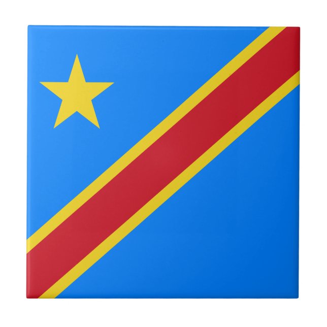 Azulejo De Cerâmica Bandeira da Kinshasa do Congo (Frente)