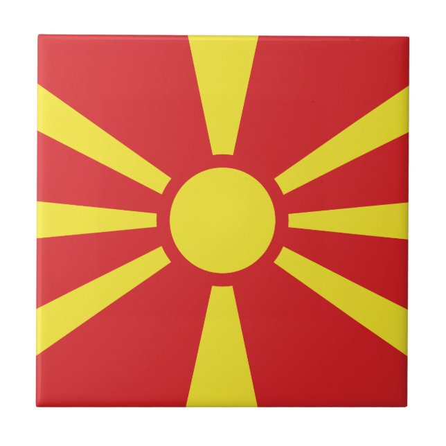 Azulejo De Cerâmica Bandeira da Macedônia do Norte (Frente)