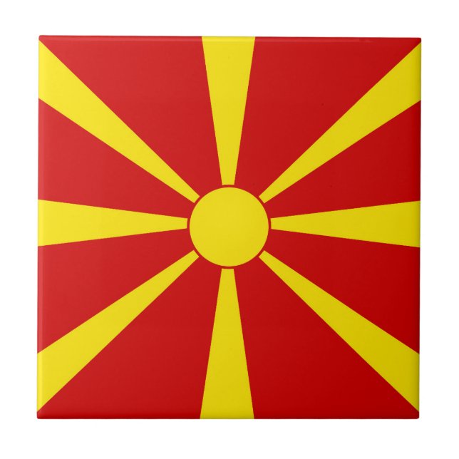 Azulejo De Cerâmica Bandeira da Macedônia do Norte (Frente)