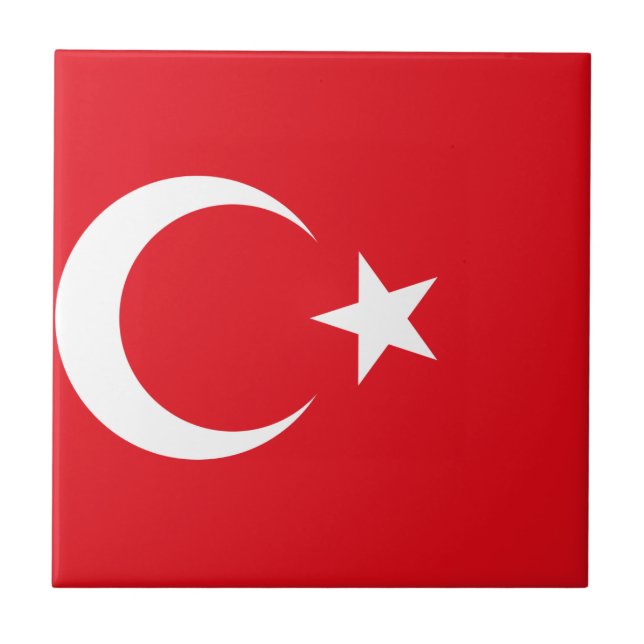 Azulejo De Cerâmica Bandeira da Turquia (Frente)