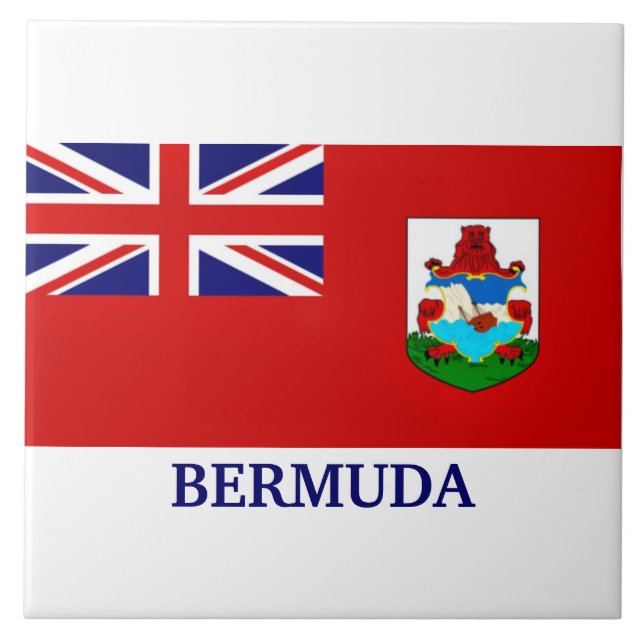 Azulejo De Cerâmica Bandeira das Bermudas, rotulada (Frente)